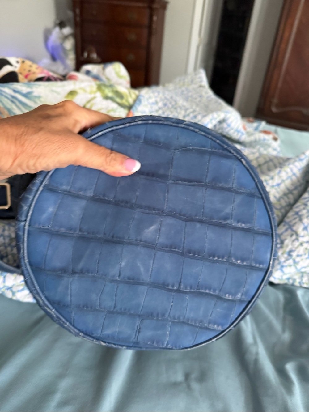 Coach Blue Croc-Embossed Hobo Bag - Picture 5 of 5